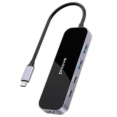 HUB Proove Shadow 6in1 Type-C To 2USB3.0 + 2Type-C + PD100W + HDMI (HBSW10221205) Dark Gray