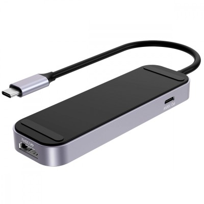 HUB Proove Shadow 6in1 Type-C To 2USB3.0 + 2Type-C + PD100W + HDMI (HBSW10221205) Dark Gray