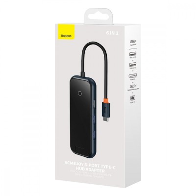 Type-C-Хаб Baseus AcmeJoy 6-Port Type-C HUB (Type-C To HDMI + 2xUSB3.0 + USB2.0 + Type-C PD&Data + RJ45) WKJZ010313 Dark Gray