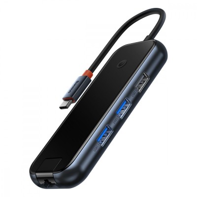 Type-C-Хаб Baseus AcmeJoy 6-Port Type-C HUB (Type-C To HDMI + 2xUSB3.0 + USB2.0 + Type-C PD&Data + RJ45) WKJZ010313 Dark Gray