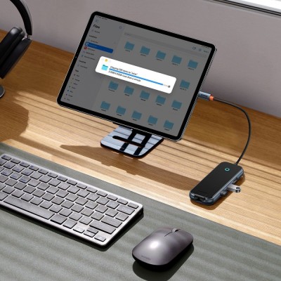 Type-C-Хаб Baseus AcmeJoy 6-Port Type-C HUB (Type-C To HDMI + 2xUSB3.0 + USB2.0 + Type-C PD&Data + RJ45) WKJZ010313 Dark Gray