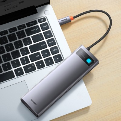 USB-Хаб Baseus Metal Gleam Series 12-in-1 (Type-C To HDMI+USB3.1*2+USB3.0*2+Type-C 3.1+PD+RJ45+SD/TF+DP+3.5mm) WKWG020213 Gray