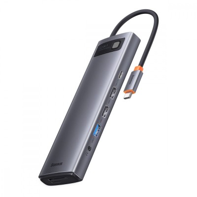 USB-Хаб Baseus Metal Gleam Series 12-in-1 (Type-C To HDMI+USB3.1*2+USB3.0*2+Type-C 3.1+PD+RJ45+SD/TF+DP+3.5mm) WKWG020213 Gray