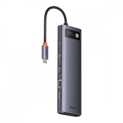 USB-Хаб Baseus Metal Gleam Series 12-in-1 (Type-C To HDMI+USB3.1*2+USB3.0*2+Type-C 3.1+PD+RJ45+SD/TF+DP+3.5mm) WKWG020213 Gray