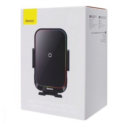 Автомобільний тримач З бездротовою зарядкою Wireless Charger Baseus Halo Electric 15W (black) (SUDD000001)