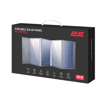 Портативна сонячна панель 2E, DC 36 Вт, USB-С 20 Вт, USB-A 18 Вт (2E-PSP0021)