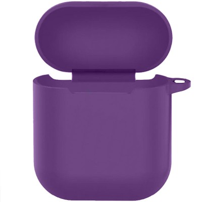 Силиконовый футляр New с карабином для наушников Airpods 1/2 Фиолетовый / Grape