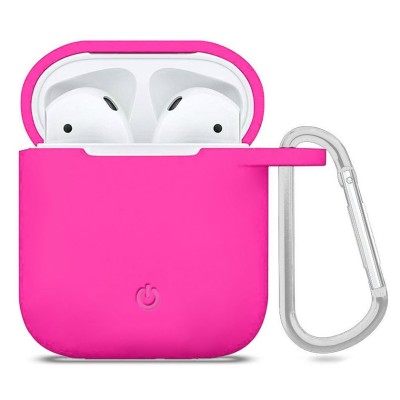 Силиконовый футляр с карабином для наушников AirPods Розовый / Shiny pink