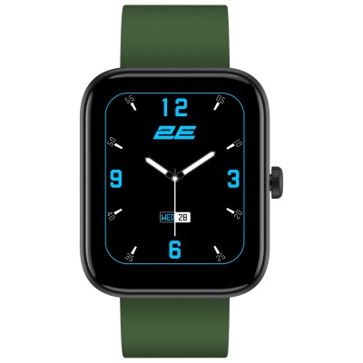 Смарт-годинник 2E Alpha SQ Music Edition 46мм, 1.78", 368x448, AMOLED, BT 5.2, Чорно-зелений (2E-CWW40BKGN)