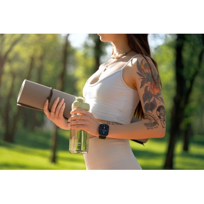 Смарт-годинник 2E Alpha SQ Music Edition 46мм, 1.78", 368x448, AMOLED, BT 5.2, Чорно-зелений (2E-CWW40BKGN)