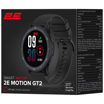 Смарт-годинник 2E Motion GT2 47мм, 1.32", 360x360, BT 5.2, Чорний (2E-CWW21BK)