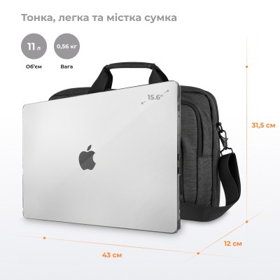 Сумка 2E CrossSquares 16", чорна (2E-CBN9198BK)