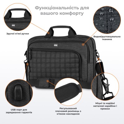 Сумка 2E CrossSquares 16", чорна (2E-CBN9198BK)