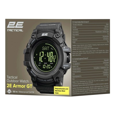 Тактичний годинник 2E Armor GT Black з компасом та крокоміром (2E-TCW20BK)