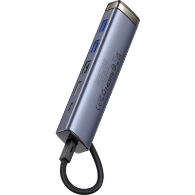 Хаб-адаптер Baseus UltraJoy Series 6-Port HUB AIR Space Gre (Type-C to HDMI4K@30Hz*1+USB3.0*2+USB2.0*1+Type-C3.0*1+PD*1）