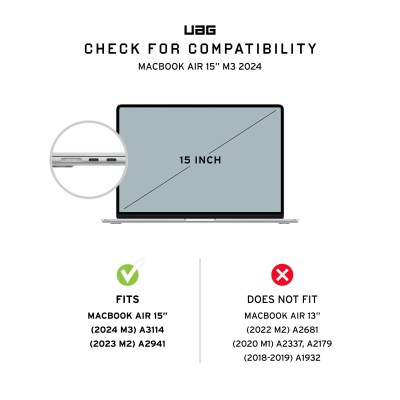 Чохол UAG для MacBook Air 15"(2023-2025), Plyo, Ice/Black (134414114340)