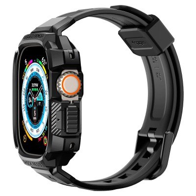 Чохол та ремінець 2в1 Spigen для Apple Watch Ultra 49mm, Rugged Armor Pro, Black (ACS05460)