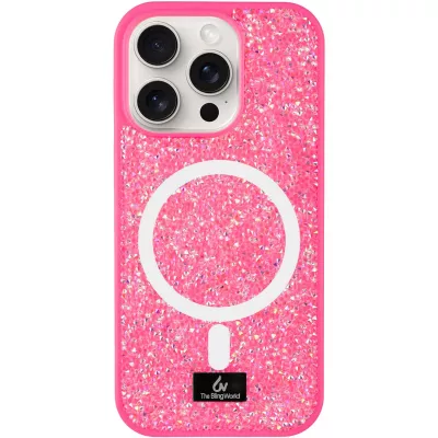 TPU чохол Bling World Rock Diamond with MagSafe для Apple iPhone 15 Pro Max (6.7") Rose
