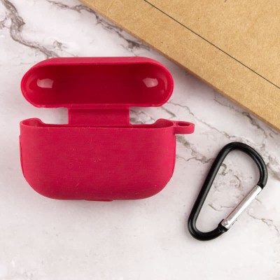 Силиконовый футляр New с карабином для наушников Airpods Pro Красный / Rose Red