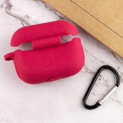 Силиконовый футляр New с карабином для наушников Airpods Pro Красный / Rose Red