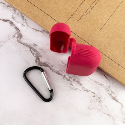 Силиконовый футляр New с карабином для наушников Airpods Pro Красный / Rose Red