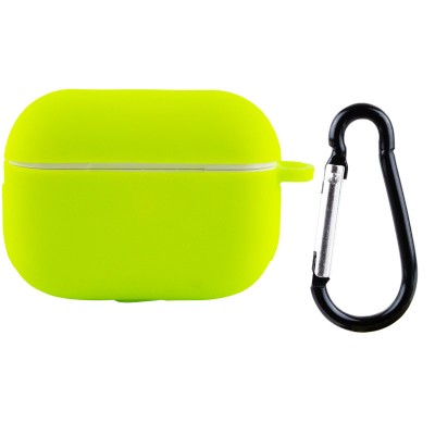 Силиконовый футляр New с карабином для наушников Airpods Pro Салатовый / Neon green