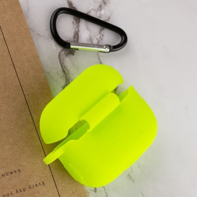 Силиконовый футляр New с карабином для наушников Airpods Pro Салатовый / Neon green