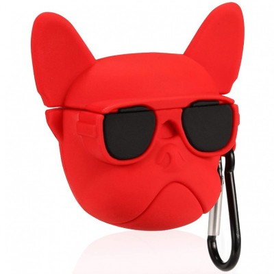 Силіконовий футляр Brand для навушників AirPods 1/2 + карабін Karl Lagerfeld red