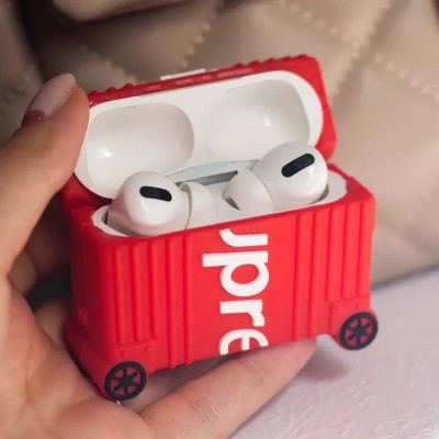 Силіконовий футляр Brand для навушників AirPods Pro + кільце Supreme red