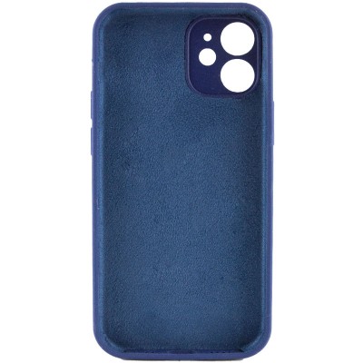 Чехол Silicone Case Full Camera Protective (AA) NO LOGO для Apple iPhone 12 (6.1") Синий / Deep navy