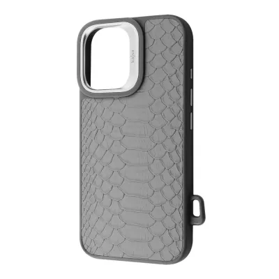 Чохол Kajsa Snake Pattern with Magnetic Ring iPhone 16 light gray