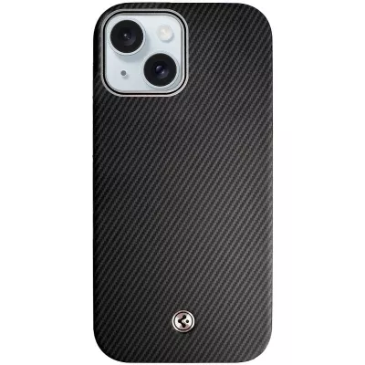 Чохол PC+Leather SGP with MagSafe для Apple iPhone 15 (6.1") Carbon