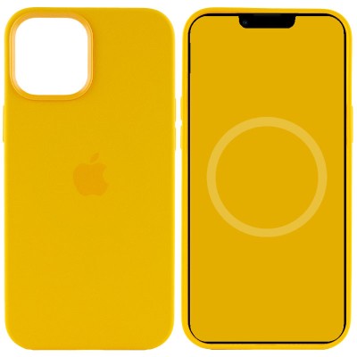 Чохол Silicone case (AAA) full with Magsafe and Animation для Apple iPhone 12 Pro / 12 (6.1") Жовтий / Sunflower