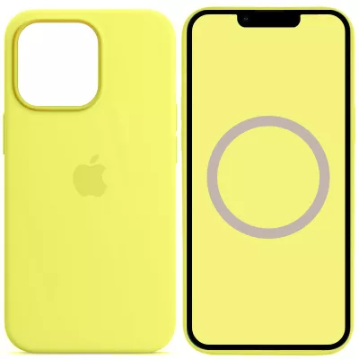 Чохол Silicone case (AAA) full with Magsafe and Animation для Apple iPhone 13 Pro (6.1") Жовтий / Lemon Zest