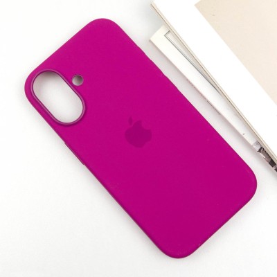 Чохол Silicone case (AAA) with Magsafe and Animation (button) для Apple iPhone 16 (6.1") Fuchsia