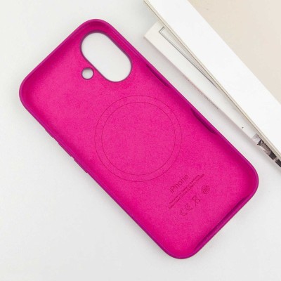 Чохол Silicone case (AAA) with Magsafe and Animation (button) для Apple iPhone 16 (6.1") Fuchsia