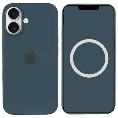 Чохол Silicone case (AAA) with Magsafe and Animation (button) для Apple iPhone 16 (6.1") Lake Green