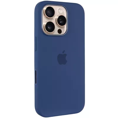 Чохол Silicone case (AAA) with Magsafe and Animation (button) для Apple iPhone 16 Pro (6.3") Denim