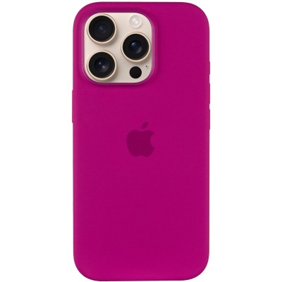 Чохол Silicone case (AAA) with Magsafe and Animation (button) для Apple iPhone 16 Pro (6.3") Fuchsia