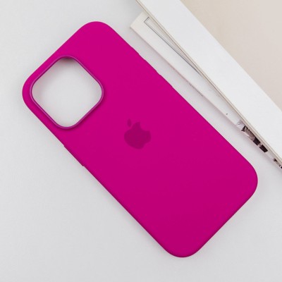 Чохол Silicone case (AAA) with Magsafe and Animation (button) для Apple iPhone 16 Pro (6.3") Fuchsia