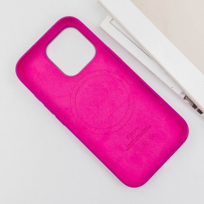 Чохол Silicone case (AAA) with Magsafe and Animation (button) для Apple iPhone 16 Pro (6.3") Fuchsia
