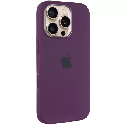 Чохол Silicone case (AAA) with Magsafe and Animation (button) для Apple iPhone 16 Pro (6.3") Plum