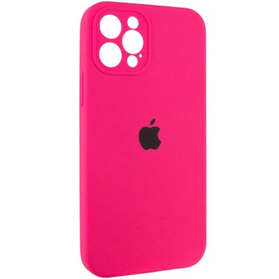 Чохол Silicone Case Full Camera Protective (AA) для Apple iPhone 12 Pro (6.1") Рожевий / Barbie pink