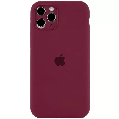 Чохол Silicone Case Full Camera Protective (AA) для Apple iPhone 12 Pro Max (6.7") Бордовий / Plum