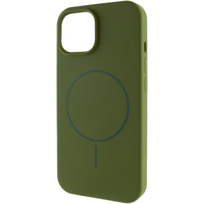 Чохол Silicone Case Full Protective (AA) NO LOGO with MagSafe для Apple iPhone 14 (6.1") Зелений / Dark Olive