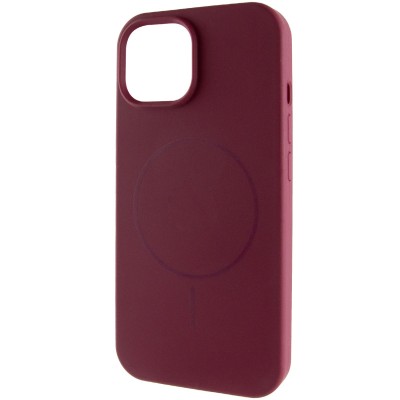 Чохол Silicone Case Full Protective (AA) NO LOGO with MagSafe для Apple iPhone 15 (6.1") Бордовий / Plum