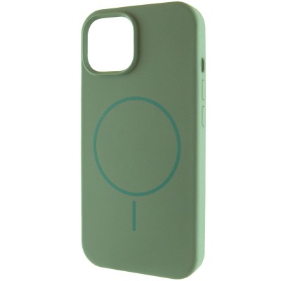 Чохол Silicone Case Full Protective (AA) NO LOGO with MagSafe для Apple iPhone 15 (6.1") Зелений / Pine green