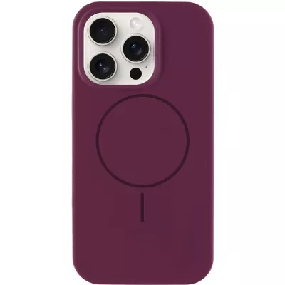 Чохол Silicone Case Full Protective (AA) NO LOGO with MagSafe для Apple iPhone 15 Pro (6.1") Бордовий / Plum