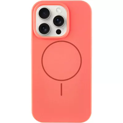 Чохол Silicone Case Full Protective (AA) NO LOGO with MagSafe для Apple iPhone 15 Pro (6.1") Кавуновий / Watermelon red