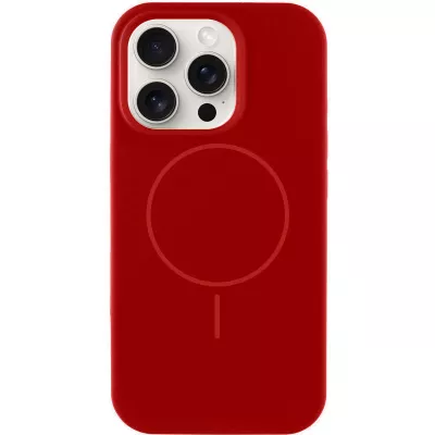 Чохол Silicone Case Full Protective (AA) NO LOGO with MagSafe для Apple iPhone 15 Pro Max (6.7") Червоний / Deep Red